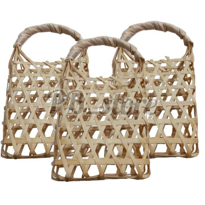 keranjang anyam kantong tas anyam bambu kecil tas sauvenir cantik