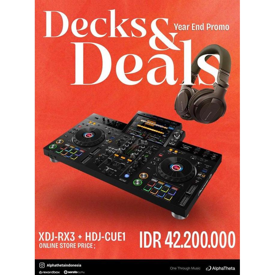PIONEER XDJ RX3 + HDJ CUE1 2-DECK ALL-IN ONE DJ CONTROLLER WITH DJ HEADPHONE PACK BMJ
