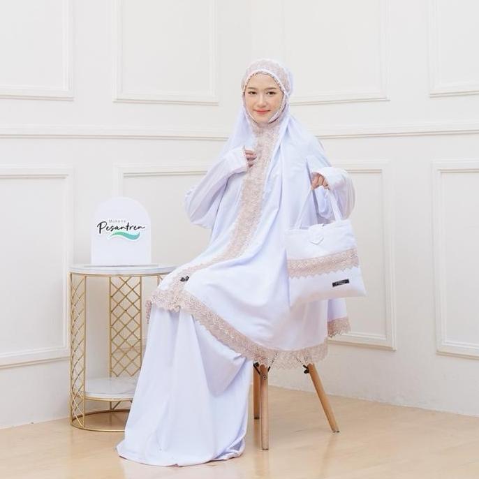 Termurah / Hot Sale Mukena Haji Umroh Mukena Potongan Berlengan Full Renda Katun Motif Mumtaza Mewah