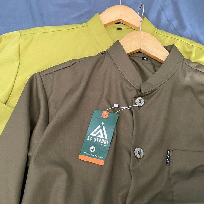Baju Koko Muslim Pria  Dewasa Haibah Habaib Putih Polos Terlaris Terbaru 2026 Model Ammu Saku Sampin