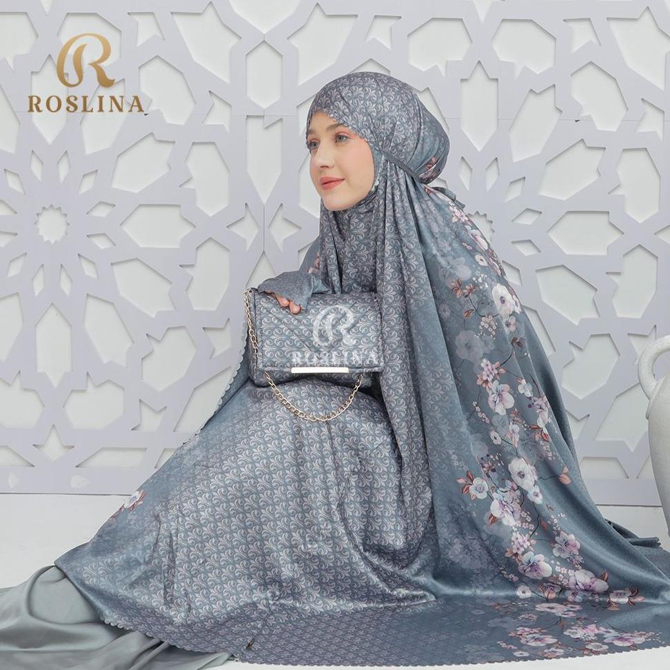 Roslina Mukena Maxmara Luxury Jumbo Printing Laser cut Silk Motif Premium