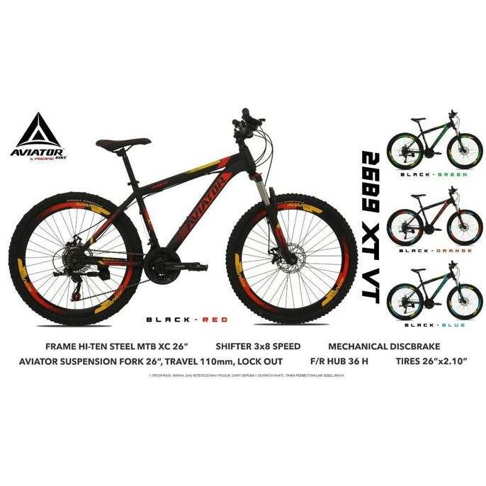 Terlaris Sepeda Gunung Cowok / Mtb 26" Aviator 2689 Xt Vt