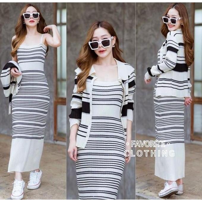 Ftx- Hcll Dress Jemia + Cardi - Casual Dress - Dress Rajut Wanit Terbaru