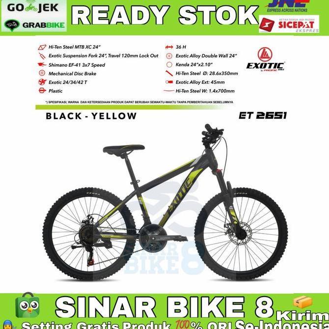 Terlaris Sepeda Gunung 24 Inch Mtb Exotic Et 2651 3X7 Speed Rem Cakram