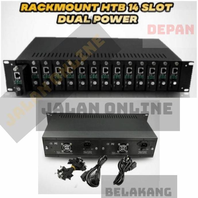 Mount Rack Media Converter HTB 2U 14 Slot Dua Power Supply