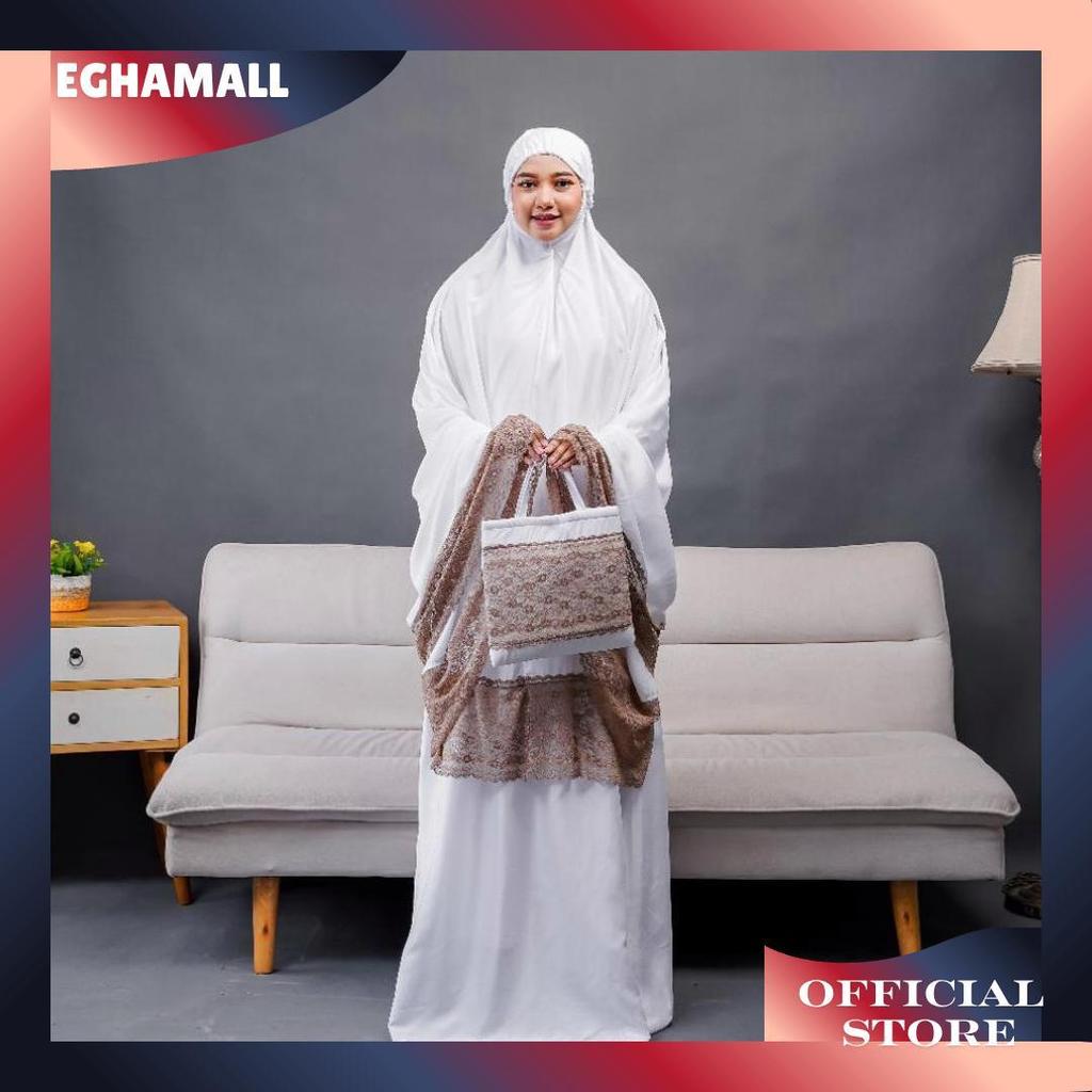 Mukena Dewasa Putih Polos Renda Bahan Katun Rayon Super Premium Size Super Jumbo Dan Mukenah Terusan