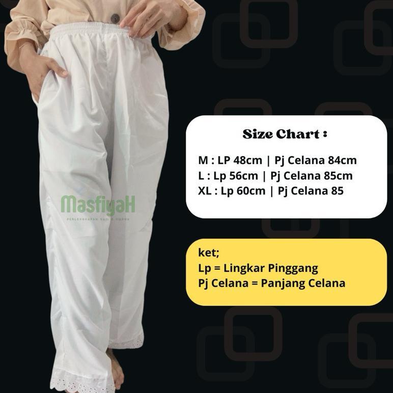 CELANA WANITA PUTIH MASFIYAH CELANA HAJI WANITA CELANA UMRAH CELANA IHRAM INNER GAMIS CELANA DALAMAN