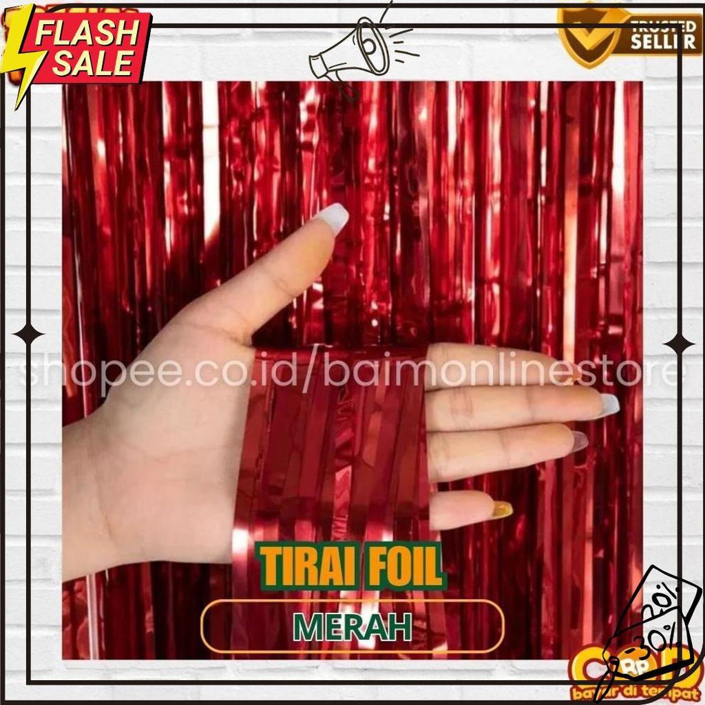 Tirai Foil Merah Putih Hijau Emas / Tirai Ulang Tahun Foil Curtain Import / Tirai Foil / Tirai Balon