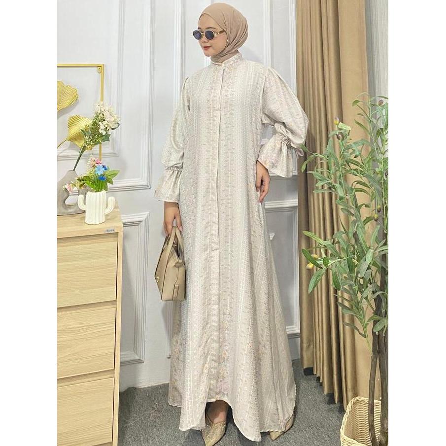 Termurah / Hot Sale Medina Dress Gamis Raya Series Lengan Panjang Bahan Viscose Jaguar Motif Elegan 