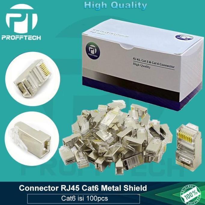 Connector RJ45 Cat6 Metal shield - Konektor RJ45 Cat6 Besi Anti Gagal
