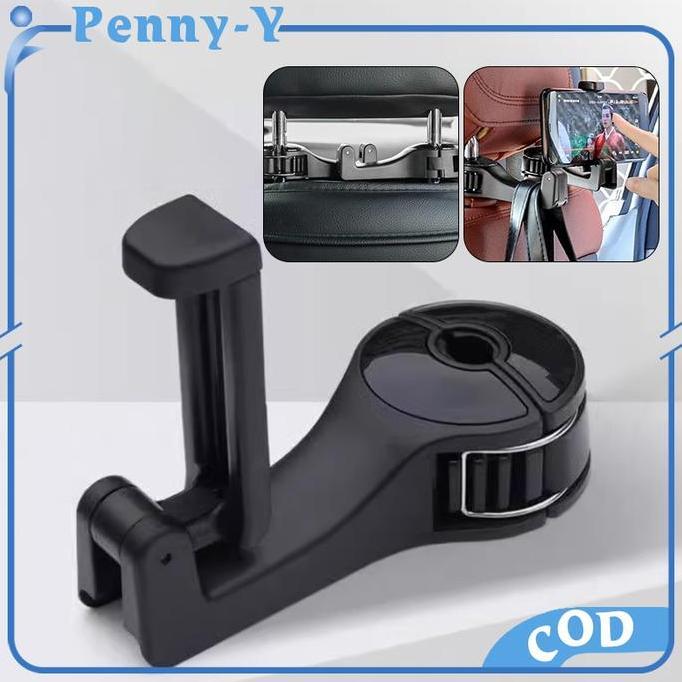 AKARAY 2pcs Car Hook Holder Hp Mobil Kursi Belakang 2in1 Cantolan Mobil Belakang Kursi Gantungan Hp 