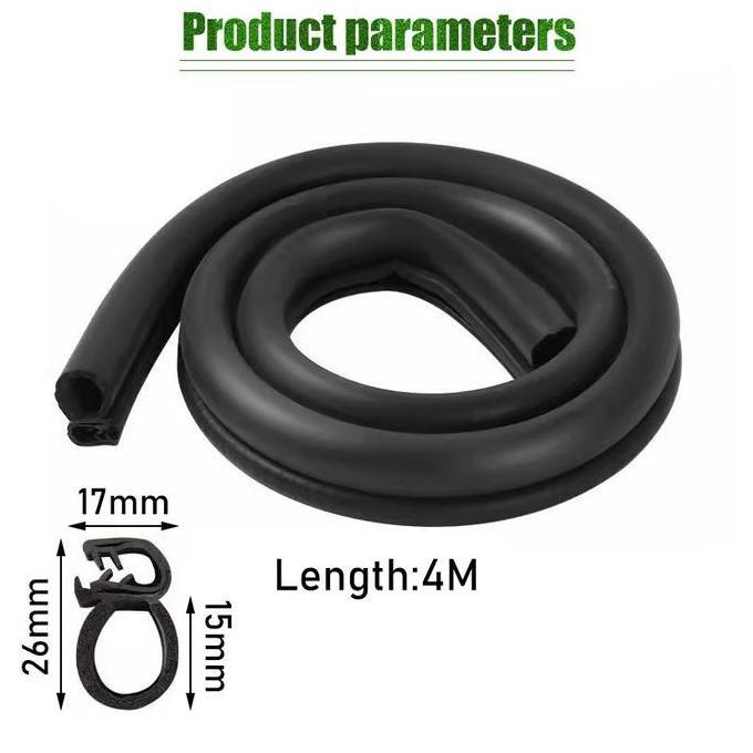 SHIRENLY 4 Meter Karet Strip Rolling Door / List Alumunium Lebar 2cm Karet Plin / Plan Hitam