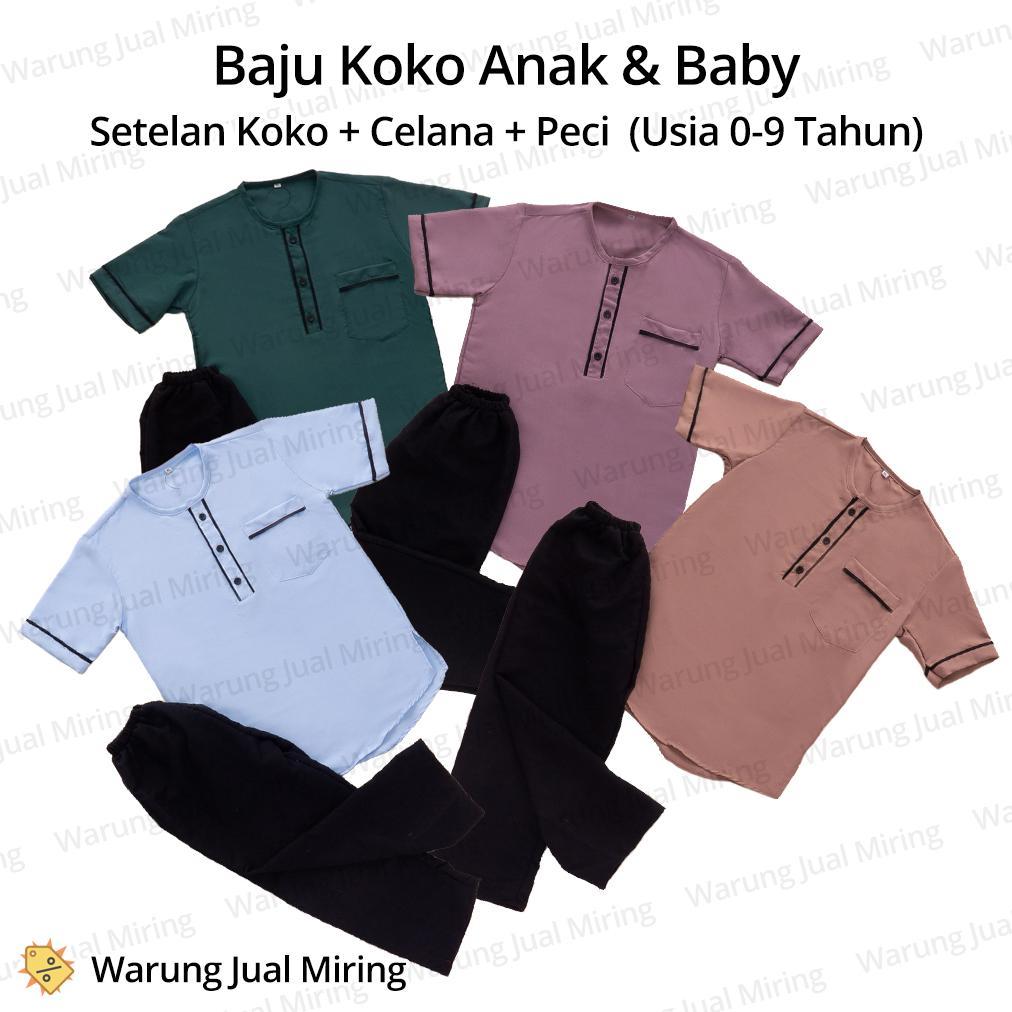 Terlaris Setelan Koko Anak 0-9 Tahun Sarkoci Set Baju Celana Panjang Peci Kemeja Laki Cowok Cowo New