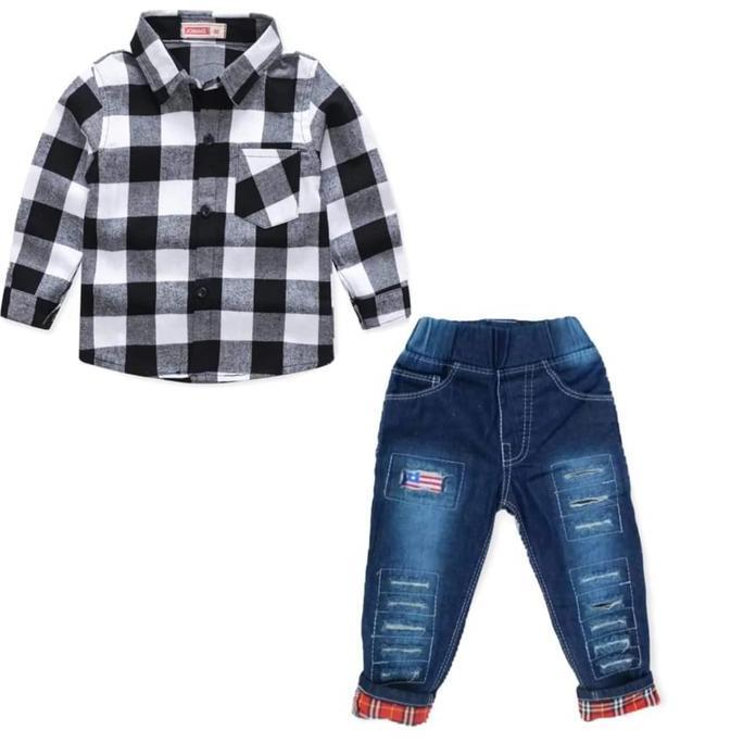 AV8 ~ Stelan Anak Laki Laki Kemeja Panjang Anak Umur 2 - 10 Tahun Kemeja Flanel Anak Kemeja Import A