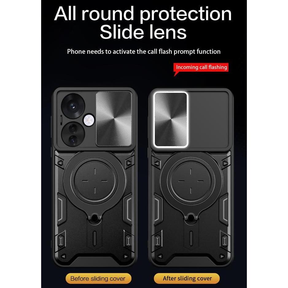 Oppo Reno 11F 5G EvoX Army Military Flash Flip Lens Armor Case shockproof