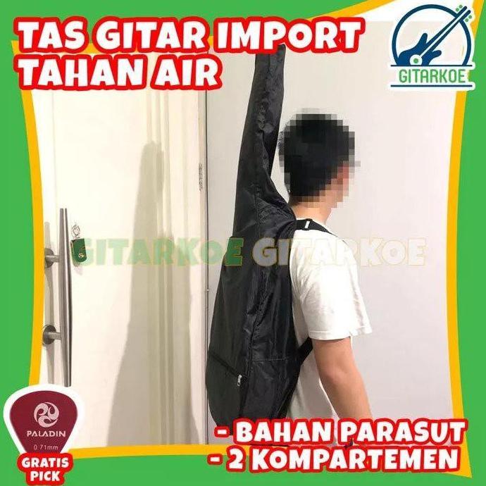Altwill- Tas Gitar Akustik Klasik Jumbo Softcase Gitar Hitam Polos Bahan Anti Air