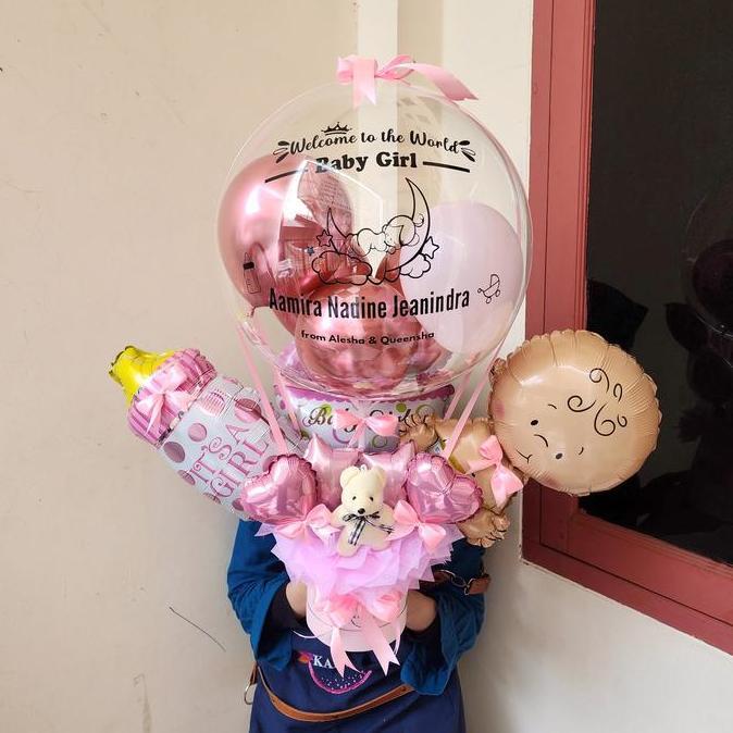 Disiniaja- Buket Balon Foil Baby Born Bouquet Baby Boy Baby Girl Kado Lahiran