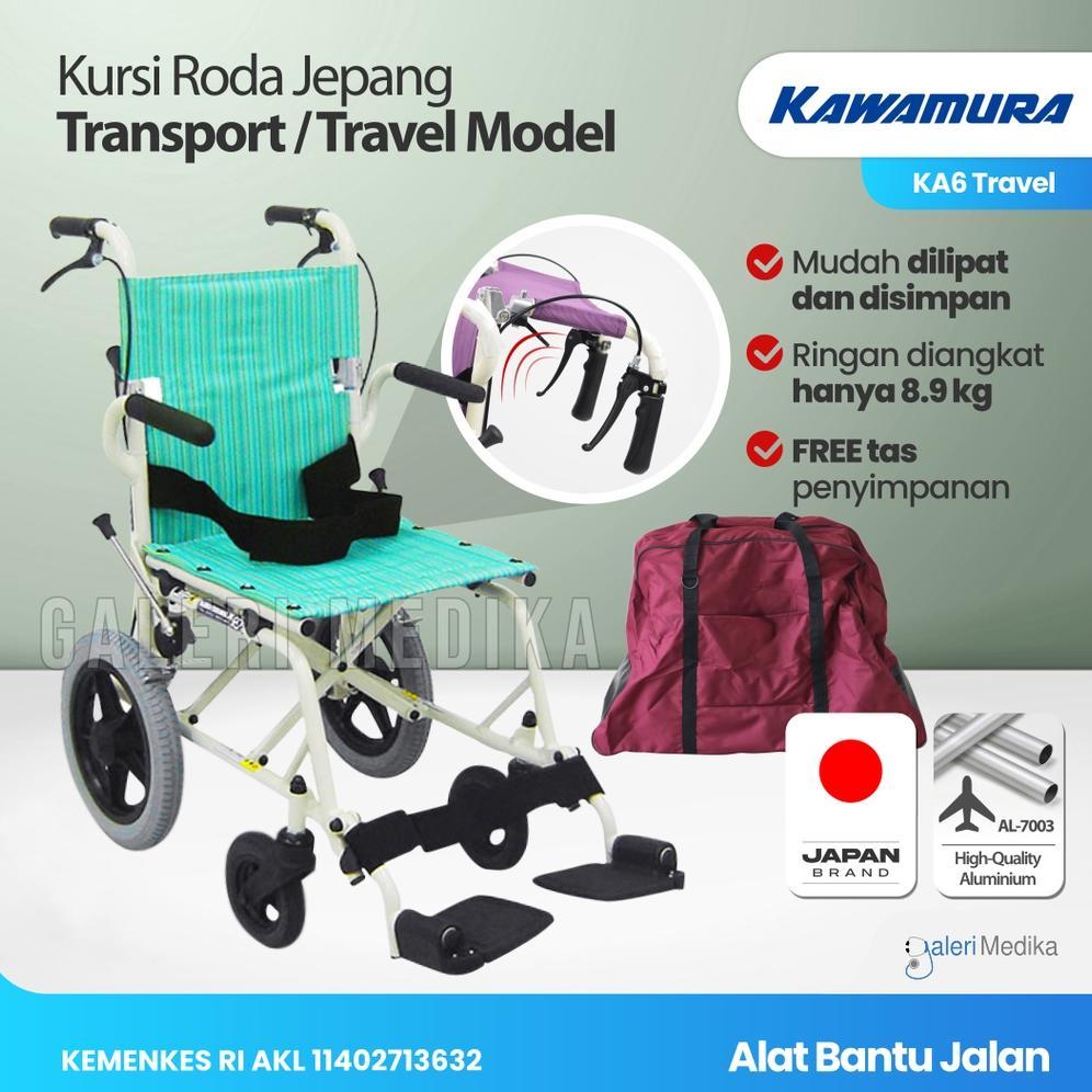 Kursi Roda Travel Jepang Kawamura KA6 - Bisa Dilipat Kecil dan Sangat Ringan