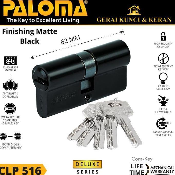 Waare- Paloma Clp 513 514 515 516 517 518 519 Double Cylinder Kunci Pintu Rumah Deluxe Dc-Ck 62Mm Co