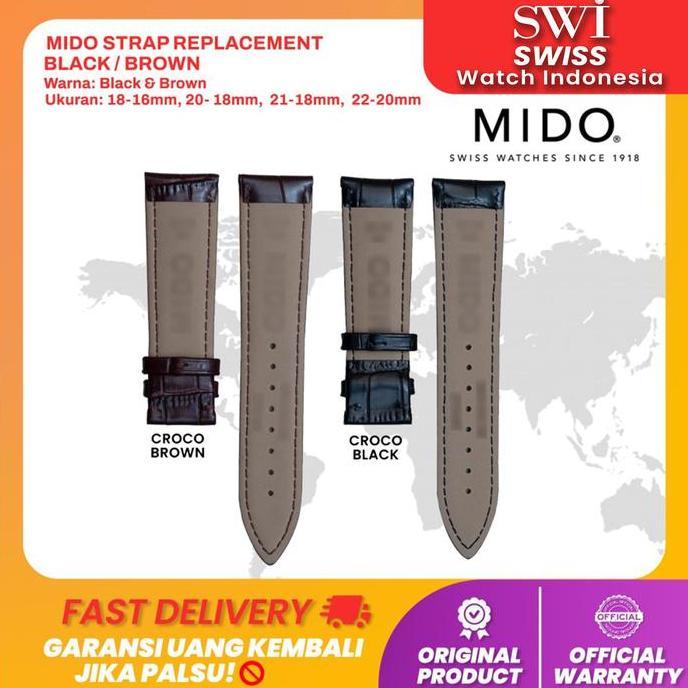 Ready Strap Tali Jam Tangan Kulit Leather Mido Watch 18Mm 20Mm 22Mm 23Mm | Original 100%