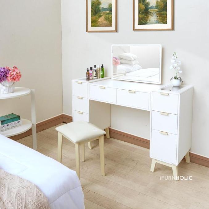 Terlaris Ifurnholic Raisa Premium Console Sets | Meja Rias Minimalis Dengan Laci Penyimpanan Kosmeti