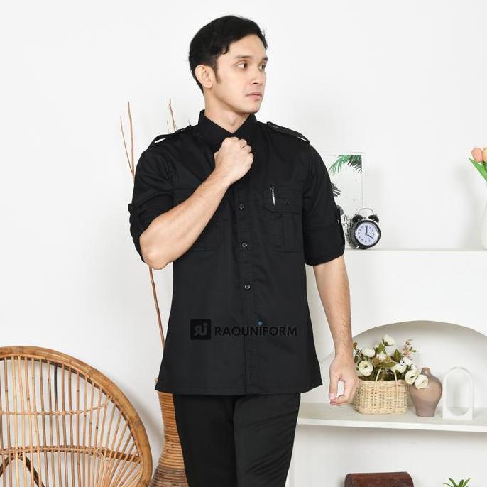 RAOUNIFORM Baju Kemeja PDL Hitam Pria Lengan Panjang Kemeja PDL Lapangan Unisex Terlaris