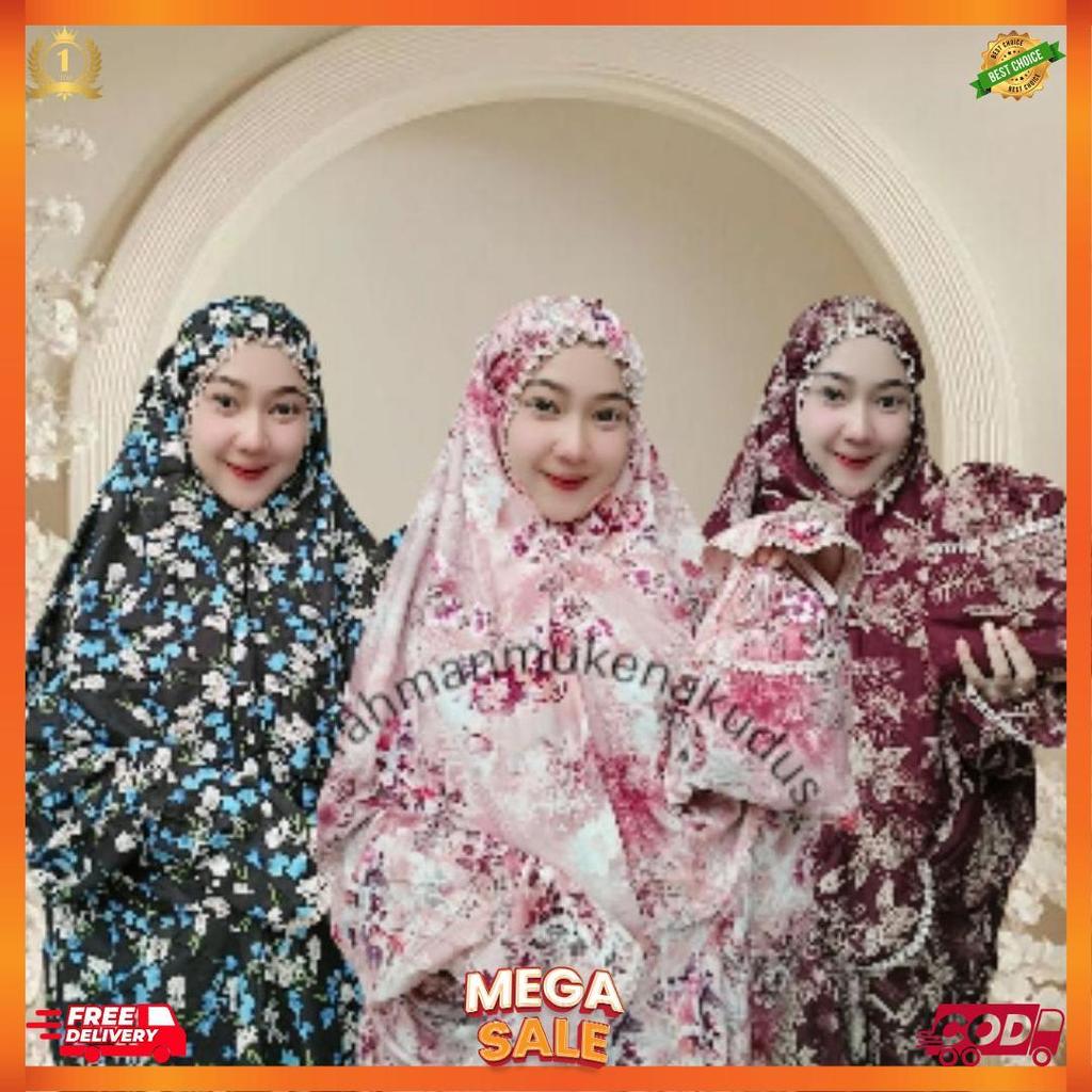 Mukena Terusan Dewasa Rayon Premium Motif Bunga Tali Lonceng [L5]