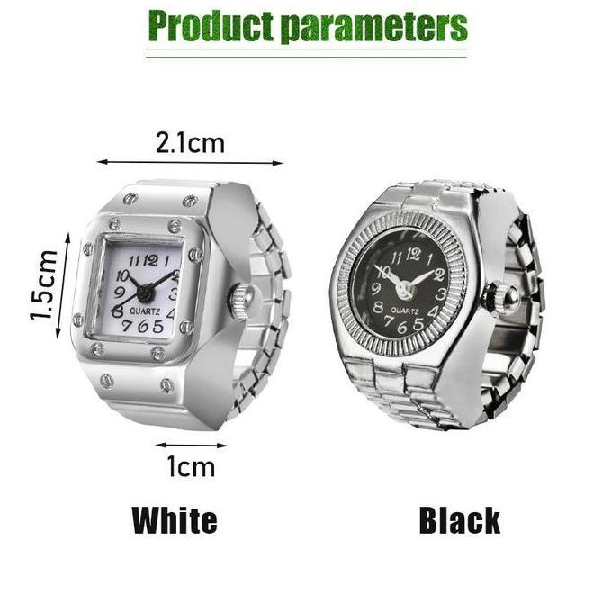 JALACA Jam Cincin Analog Vintage Pria Wanita Ring Watch Jari Strap Elastis Unik Quartz Free Box & Ba