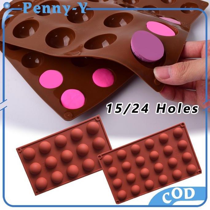 IMAGIN 15/24 Slot Cetakan Coklat Bulat Cetakan Silicone Coklat Setengah Bola Chocolate Cetakan Cetak
