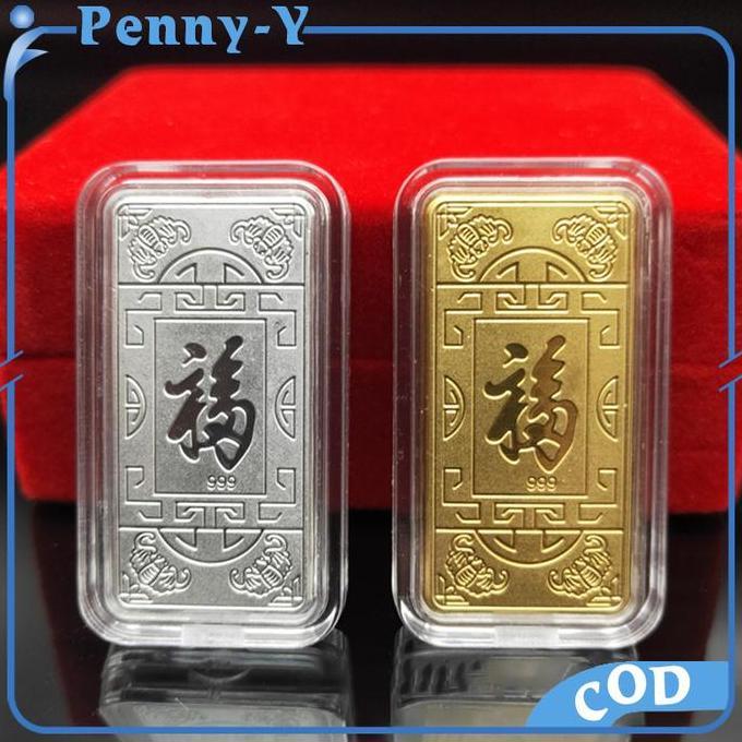 IMAGIN Koin Emas Souvenir Persegi 5pcs Koin Emas Keberuntungan Emas Batang Palsu Amulet Kekayaan Ema