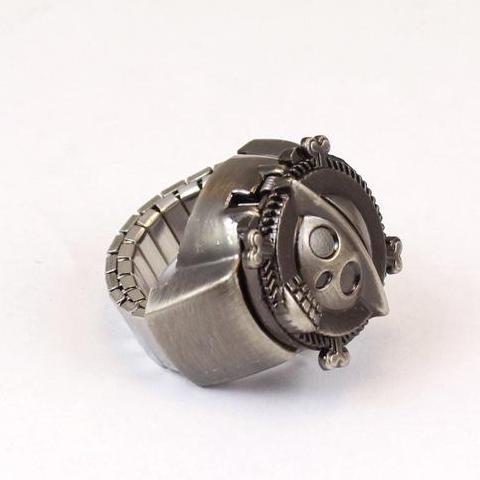 POALA Luffy Jam Cincin Bentuk Tengkorak Super Elegan Original One Piece Jam Tangan Cincin Antik