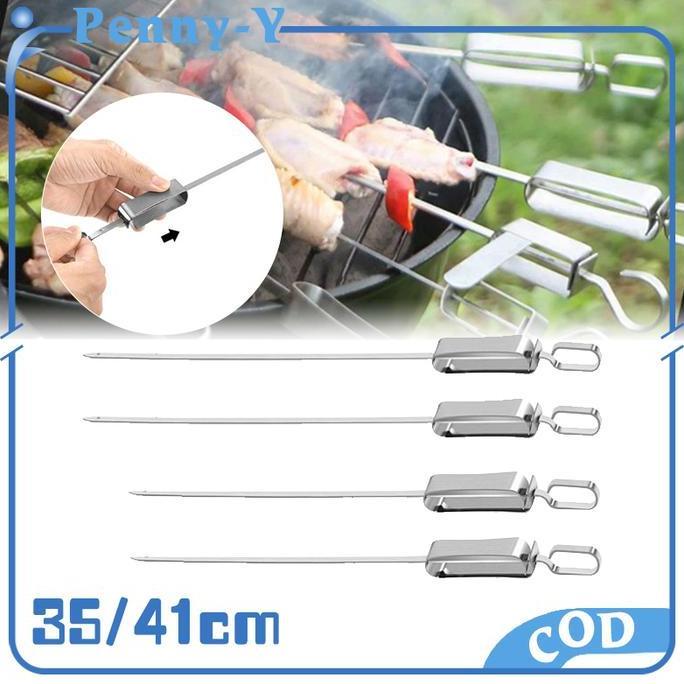 IMAGIN 2pcs Tusukan Sate Stainless Tusuk Sate BBQ Tusuk Sate Stainless Tusuk Daging Stainless Untuk 