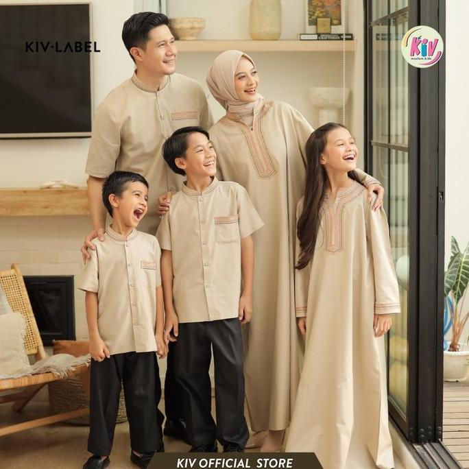 Kiv Sarimbit Cream Bayanaka Series Lebaran Baju Muslim Raya Keluarga Family Set Couple Gamis Pasanga
