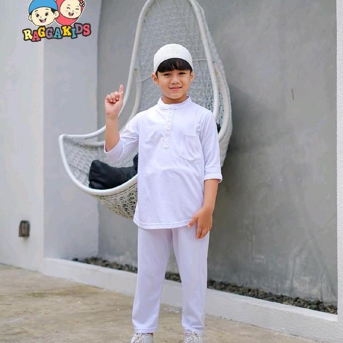 Koko Anak Putih Set Celana Raggakids | Baju Koko Kurta Anak Set Celana Raggakids