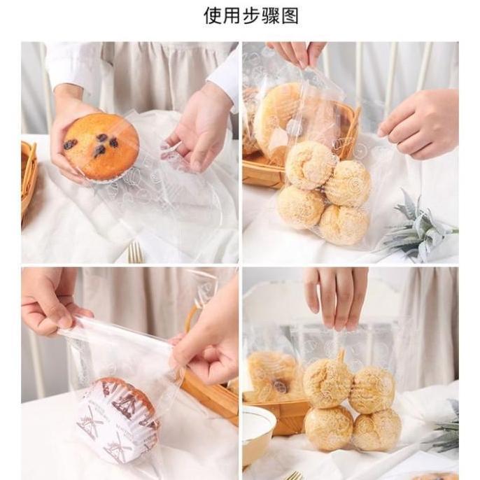 100pcs plastik roti opp plastik roti motif tebal plastik donat kue