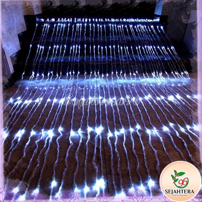 Lampu Air Terjun Waterfall Lighting 3x3 Meter Lampu Tirai Hujan LED PUNK