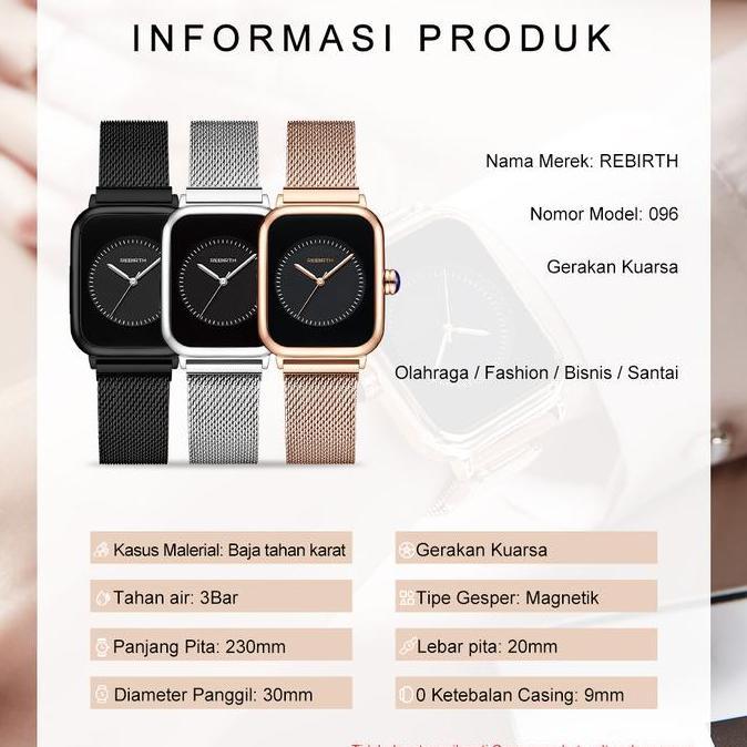 Sedia Rebirth Jam Tangan Wanita Mode Bisnis Display Kuarsa Tali Pasir Jam Tangan Cewek Anti Air Watc