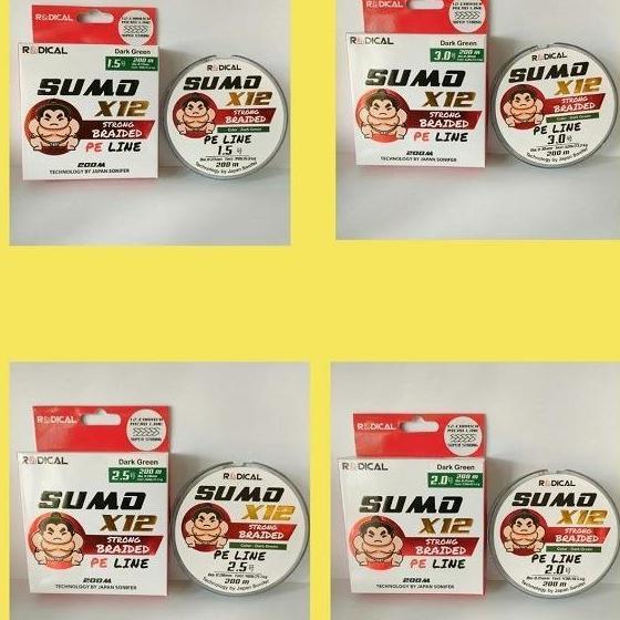 Senar Pancing Braid Pe Sumo X12 200M Hijau Senar Pe 200M Senar Joran Reel
