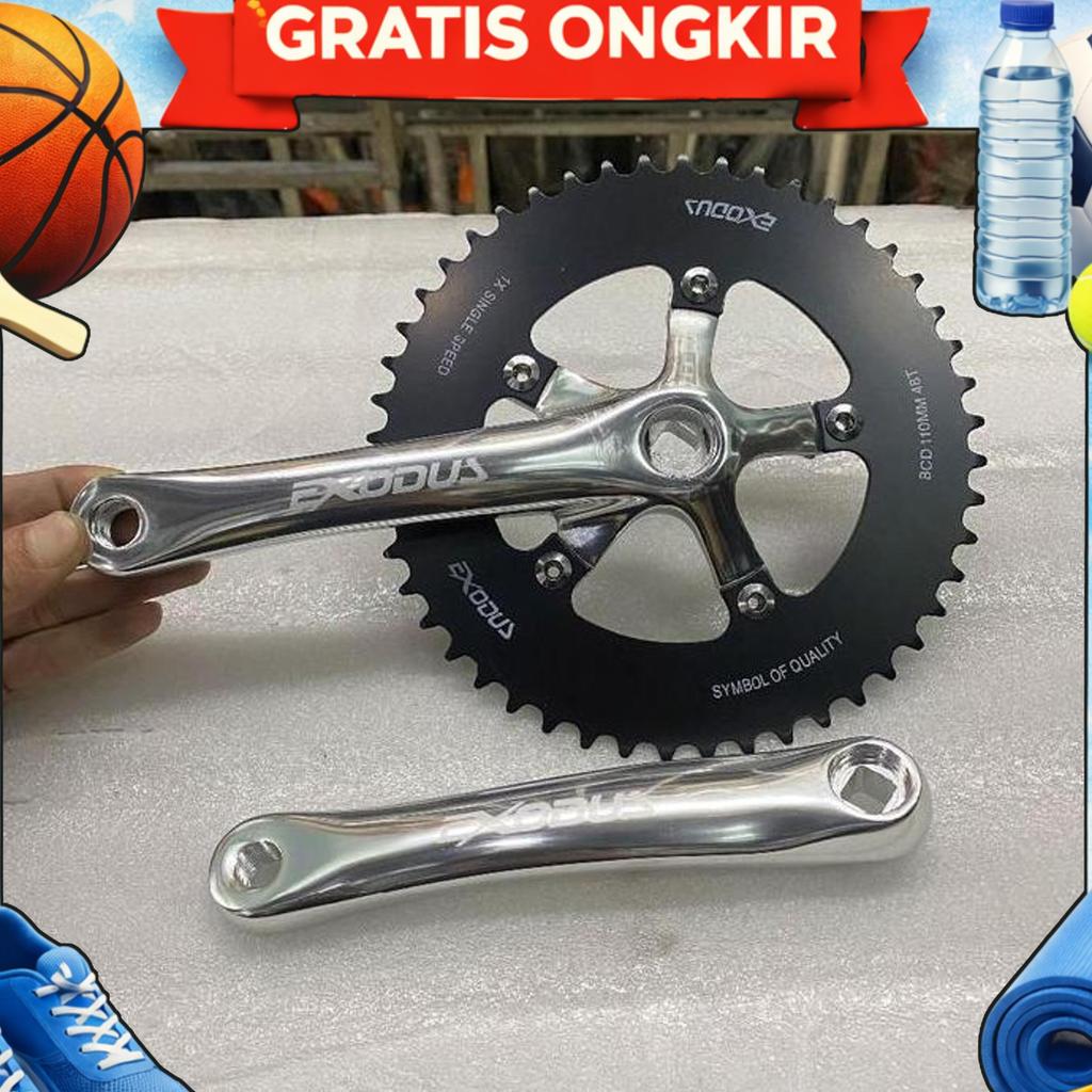 Crank Single Speed 48T Exodus Bcd 110 130 5 Baut Arm 170Mm Fixie Mtb Federal Lipat Bb Kotak Alloy Ar