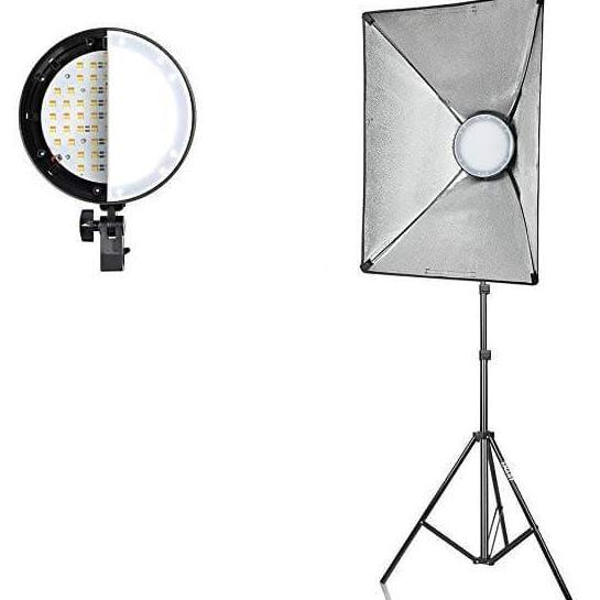 Paket Led Video Light Vlog Bicolor Honeycomb Lighting Studio Bulat Lamp Lampu Softbox Continuous Ter