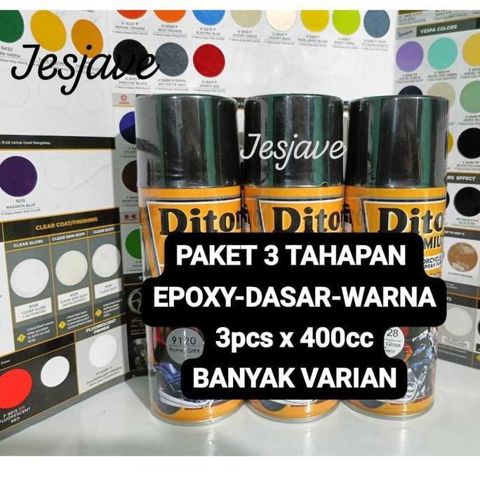 (SM) DITON PREMIUM Paket Ekonomis A : 3 Kaleng 400ml ( Epoxy-Warna Utama-Clear ) 3pcs x 400cc (3 Tah