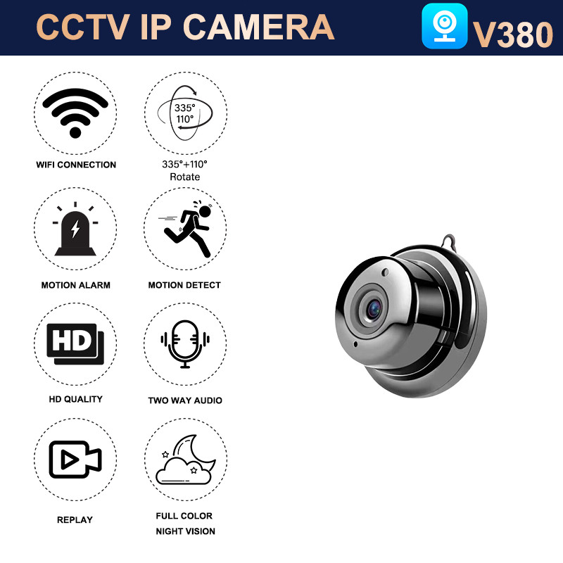 Cctv V380 Pro Kecil Hd Ip Kamera Mini Wireless Smart, Kamera Cctv Mini Sambung Ke Hp Jarak Jauh