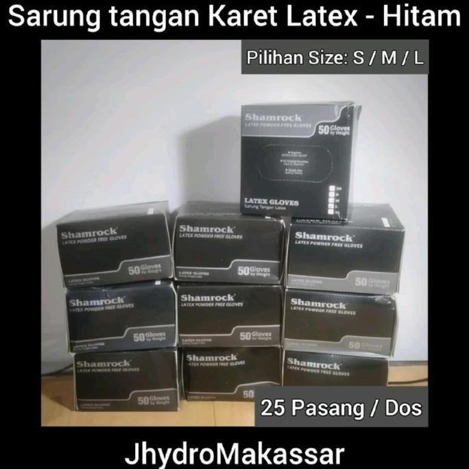 Sarung Tangan Latex Hitam Handgloves Handscoon Free Powder