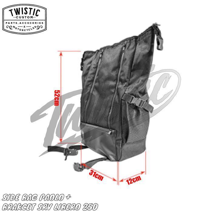 (Termurah) Side Bag Saddle Bag Saddlebag Paolo Tas Canvas Samping Pannier + Bracket Rack Rak Tas Tou