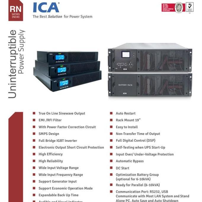ICA UPS Rackmount RN6100C 6000VA - UPS Online SINE WAVE
