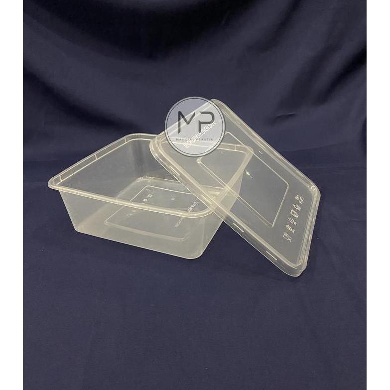 Saveme- Thinwall Square Otk 2000 Cup Mika Oti Food Container Kotak Makan Persegi 2000Ml Kotak - 25Pc