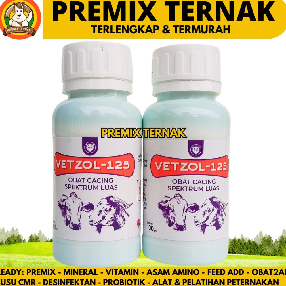 VETZOL-125 100ML - Obat Cacing Hewan Sapi Kambing Domba Babi Ayam - Obat Cacing Sapi - Obat Cacing K