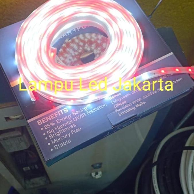 lampu led selang merah putih 7meter siap nyala. lampu selang kelap kelip merah putih. led selang mer