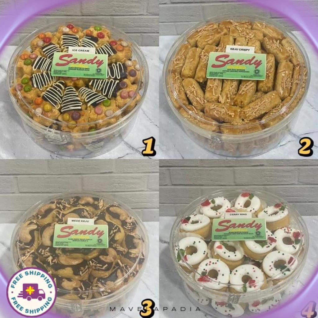 Sandy Cookies Regular (Hijau) Toples Tin Sedang (Exp Panjang) Nastar / Kastengel / Sagu Keju / Lidah