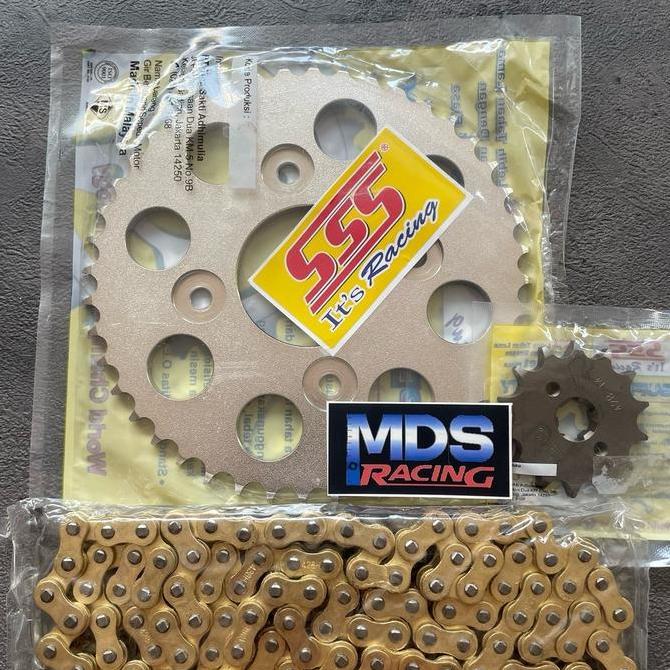 Promo Gear Set SSS Suzuki GSX R150, GSX S150, Bandit, SSS Depan Belakang + Rantai Gold Polos 130L Mo